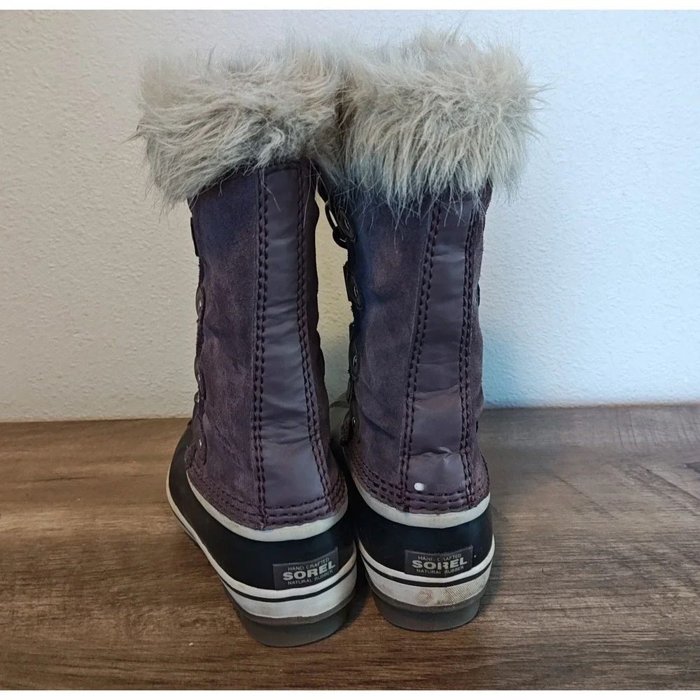 Sorel Joan of Arctic Snow Boots Kids Size 1 Purple Waterproof Faux Fur NY1966574